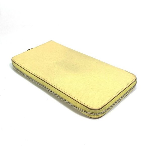 Authentic HERMES Azap Long Silk-In Zip Around Long Wallet Leather yellow/Green - Picture 15 of 15